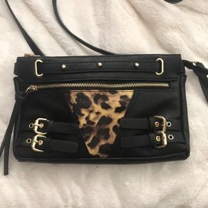 Joes jeans leopard and black handbag